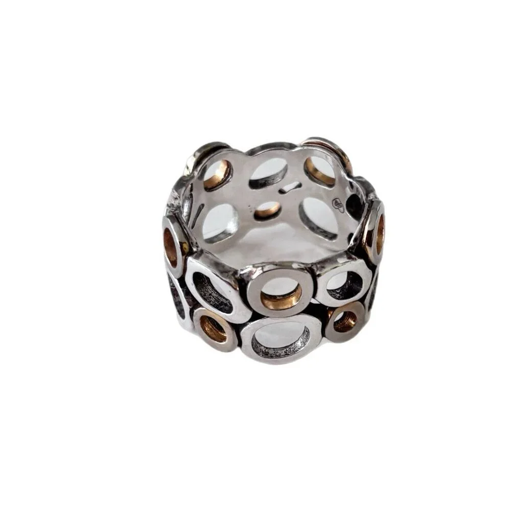 Brighton Two Tone Open Circle Bubble Ring Size 7 Silver & Gold Plate